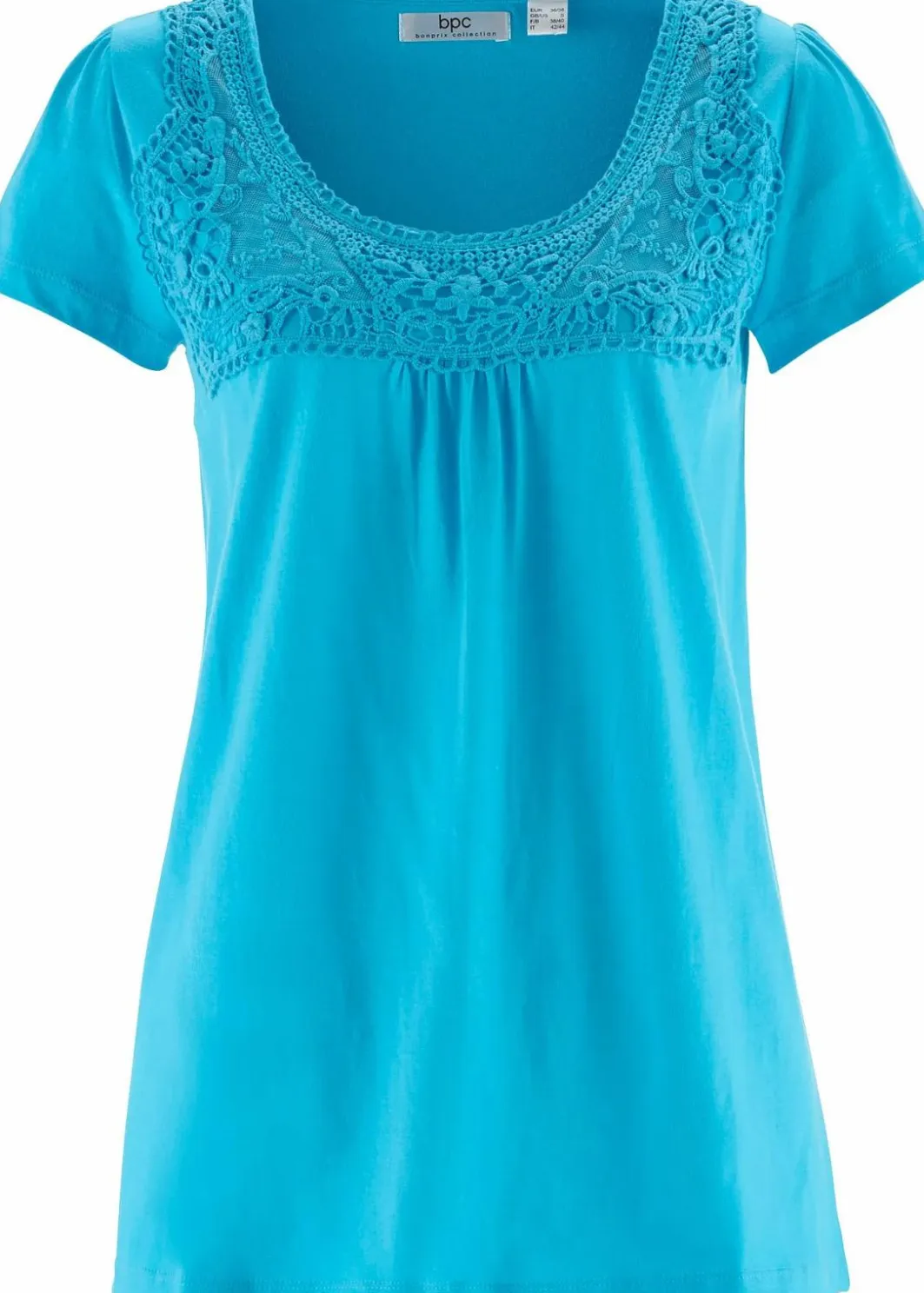 Damen bonprix Shirts & Tops|Nachhaltigere Materialien|Baumwoll Shirt mit Spitze, Kurzarm