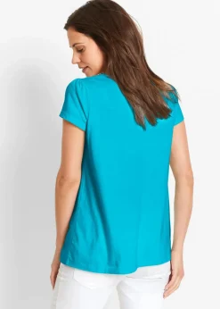 Damen bonprix Shirts & Tops|Nachhaltigere Materialien|Baumwoll Shirt mit Spitze, Kurzarm