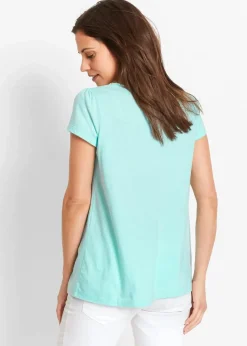 Outlet Baumwoll Shirt mit Spitze, Kurzarm Damen Nachhaltigere Materialien|Shirts & Tops