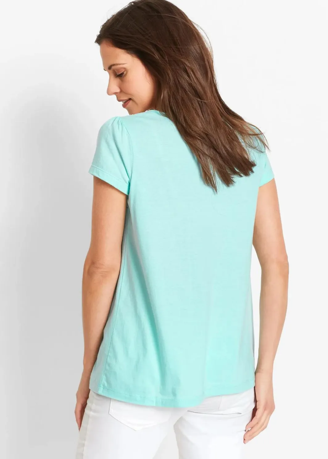 Outlet Baumwoll Shirt mit Spitze, Kurzarm Damen Nachhaltigere Materialien|Shirts & Tops