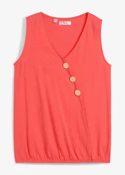 Damen bonprix Bekleidung·Jacken & Mäntel|Blusen & Tuniken|Baumwoll Top in Wickeloptik mit Gummibund