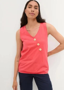 Damen bonprix Bekleidung·Jacken & Mäntel|Blusen & Tuniken|Baumwoll Top in Wickeloptik mit Gummibund