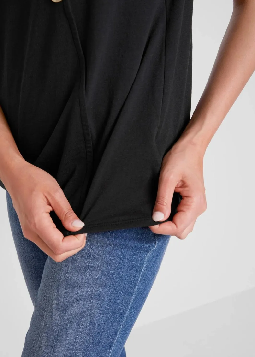 Hot Baumwoll Top in Wickeloptik mit Gummibund Damen Nachhaltigere Materialien|Shirts & Tops
