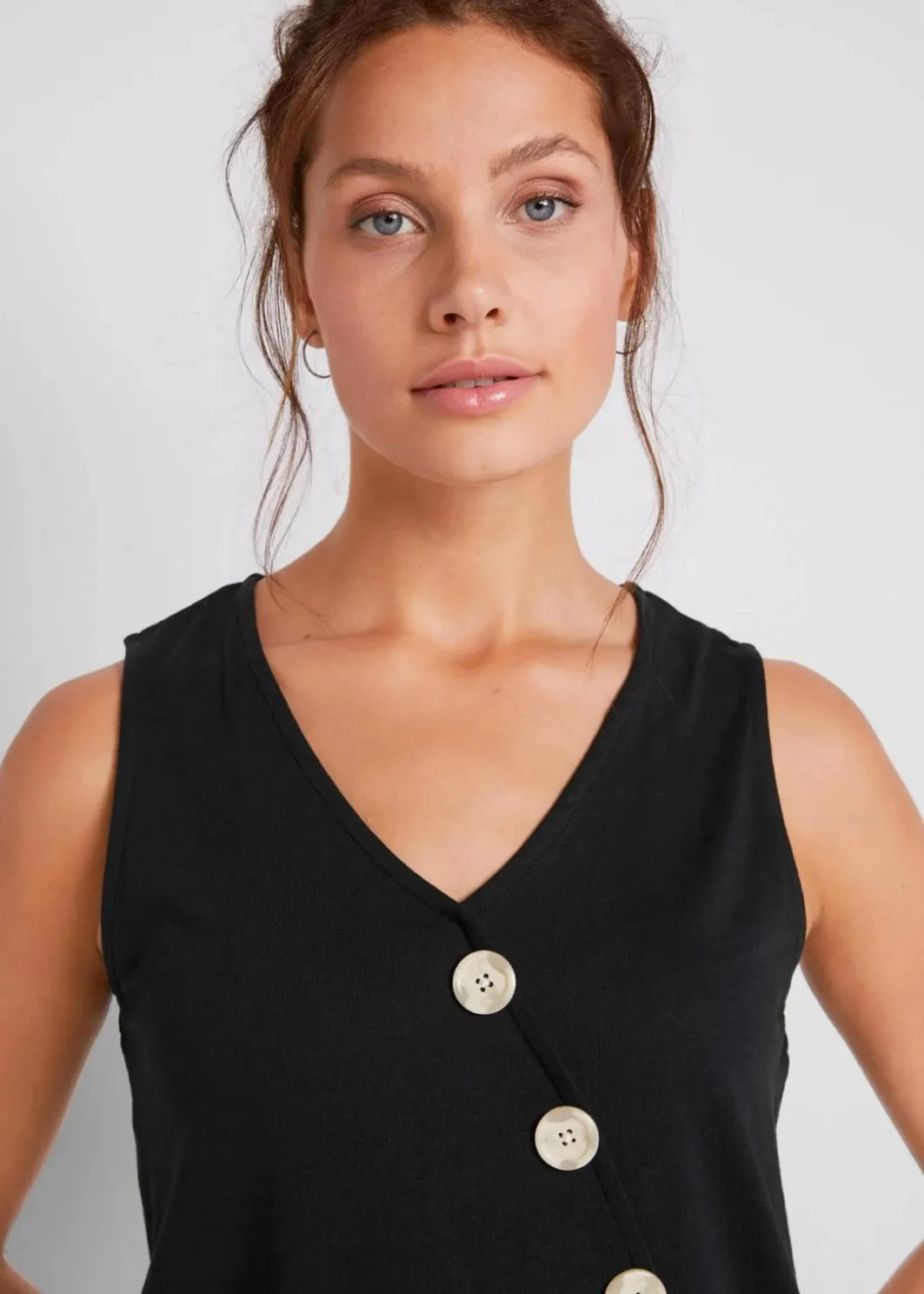 Hot Baumwoll Top in Wickeloptik mit Gummibund Damen Nachhaltigere Materialien|Shirts & Tops