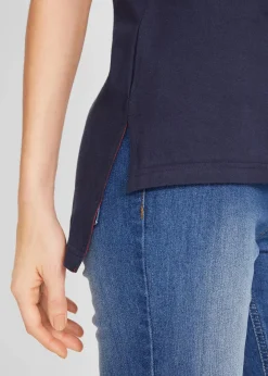 Sale Baumwoll T-Shirt mit Seitenschlitz und Druck Damen Nachhaltigere Materialien|Shirts & Tops