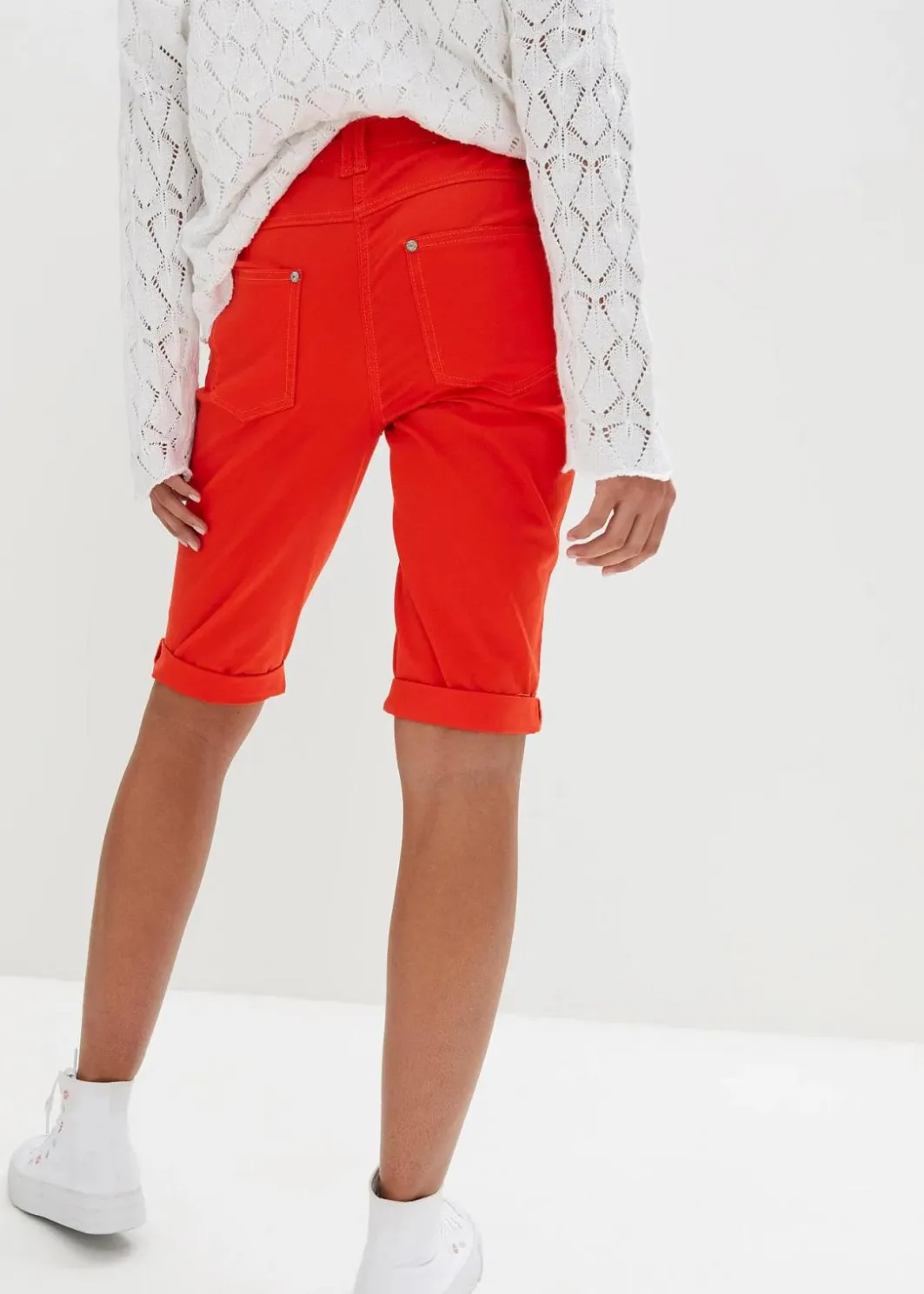Damen bonprix Hosen|Shorts|Baumwoll-Bermuda mit Bequembund