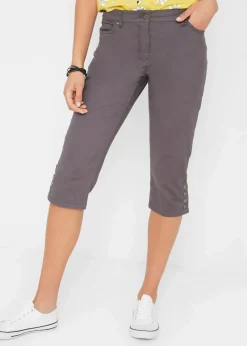 Damen bonprix Bekleidung·Kleider|Hosen|Baumwoll-Capri-Hose mit Bequembund und Knöpfen