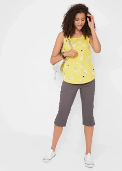 Damen bonprix Bekleidung·Kleider|Hosen|Baumwoll-Capri-Hose mit Bequembund und Knöpfen