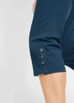 Damen bonprix Hosen|Bekleidung·Kleider|Baumwoll-Capri-Hose mit Bequembund und Knöpfen