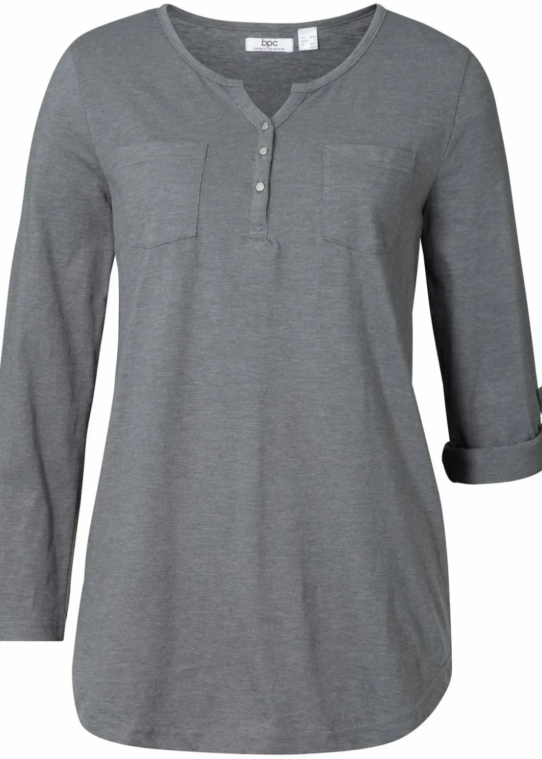 Damen bonprix Shirts & Tops|Baumwoll-Henleyshirt mit Knopfleiste