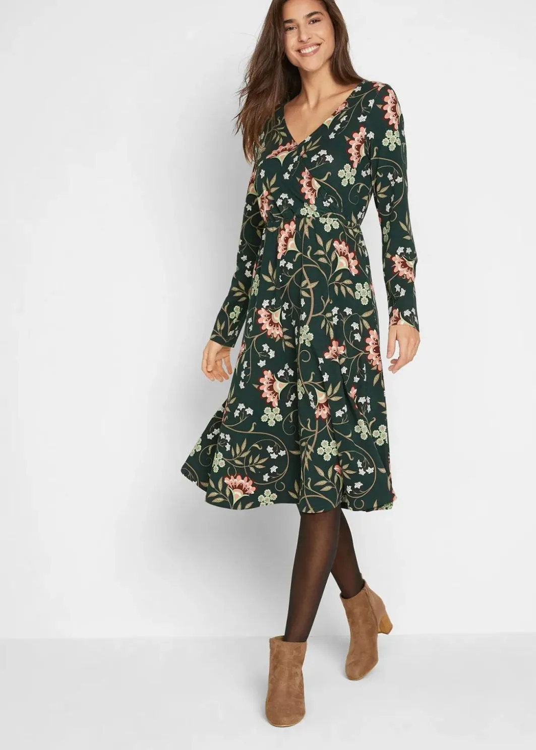 Sale Baumwoll-Jerseykleid in Wickeloptik Damen Bekleidung·Pullover & Strickjacken|Kleider