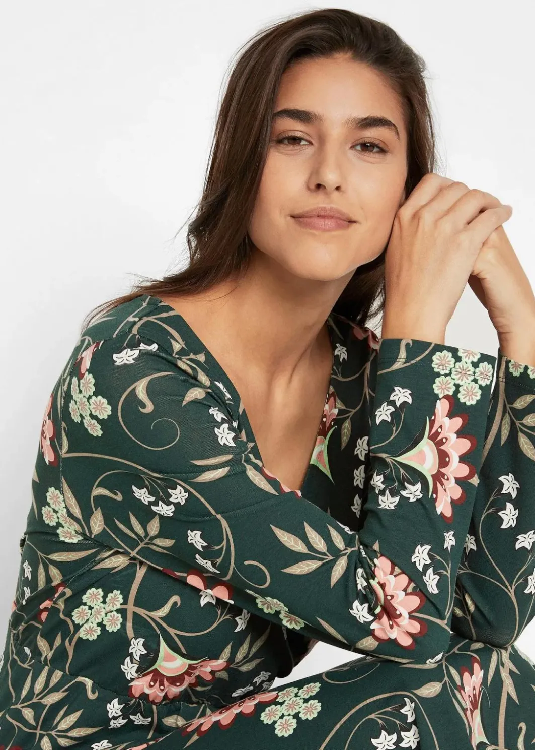 Sale Baumwoll-Jerseykleid in Wickeloptik Damen Bekleidung·Pullover & Strickjacken|Kleider
