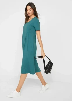 Damen bonprix Kleider|Bekleidung·Pullover & Strickjacken|Baumwoll-Jerseykleid, Midilänge