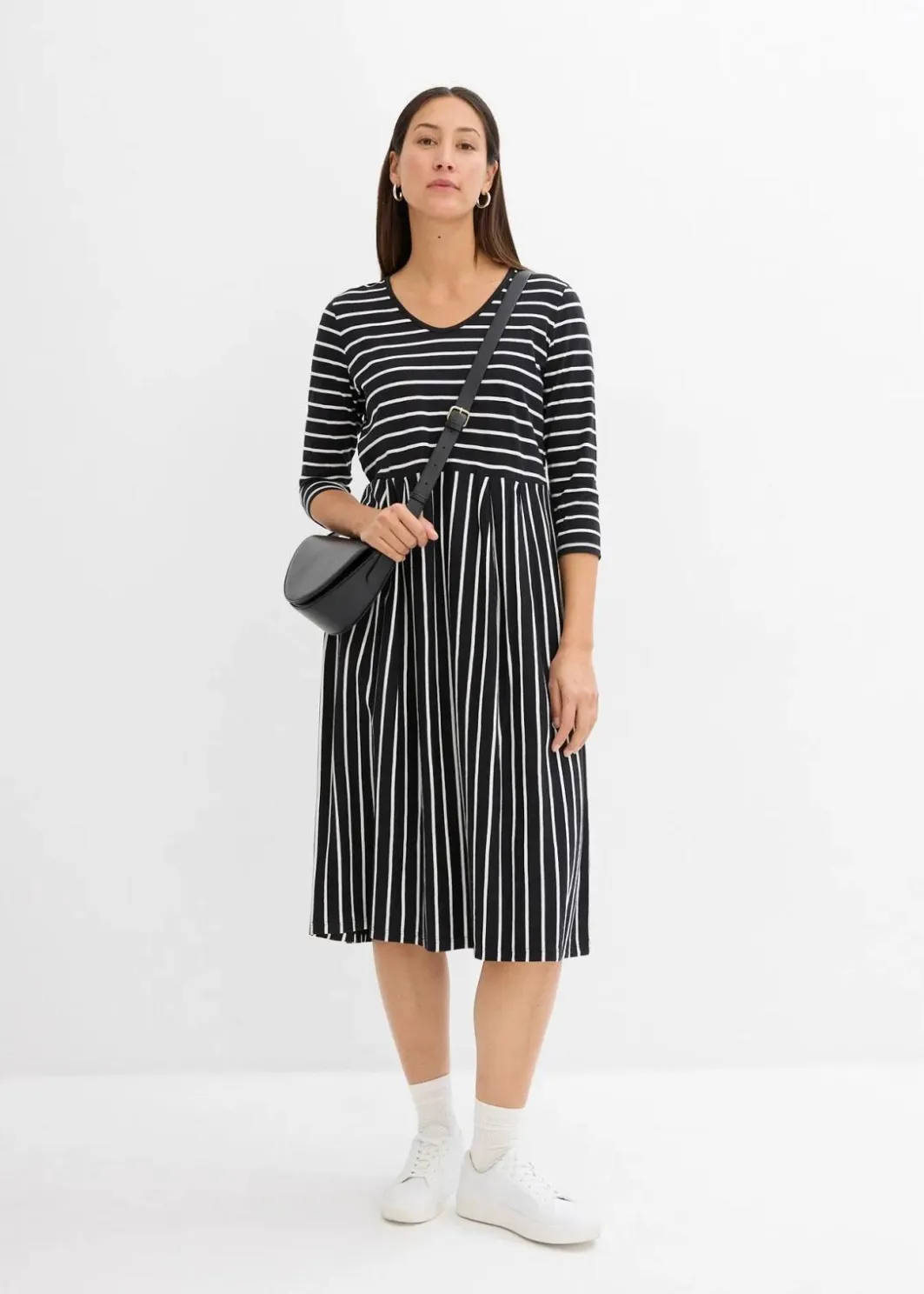 Damen bonprix Bekleidung·Pullover & Strickjacken|Kleider|Baumwoll-Jerseykleid, Midilänge