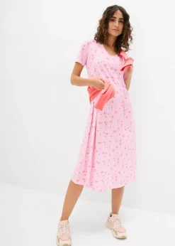 Damen bonprix Kleider|Bekleidung·Pullover & Strickjacken|Baumwoll-Jerseykleid, Midilänge