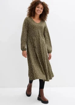 Hot Baumwoll-Jerseykleid, Midilänge Damen Bekleidung·Pullover & Strickjacken|Kleider