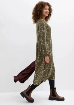Hot Baumwoll-Jerseykleid, Midilänge Damen Bekleidung·Pullover & Strickjacken|Kleider