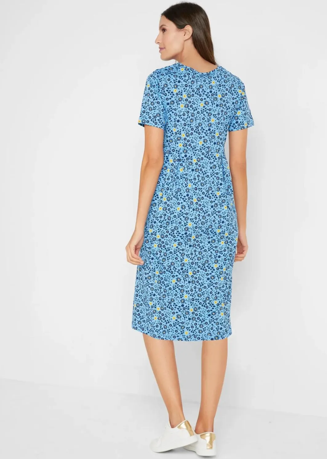 Outlet Baumwoll-Jerseykleid, Midilänge Damen Kleider|Bekleidung·Pullover & Strickjacken