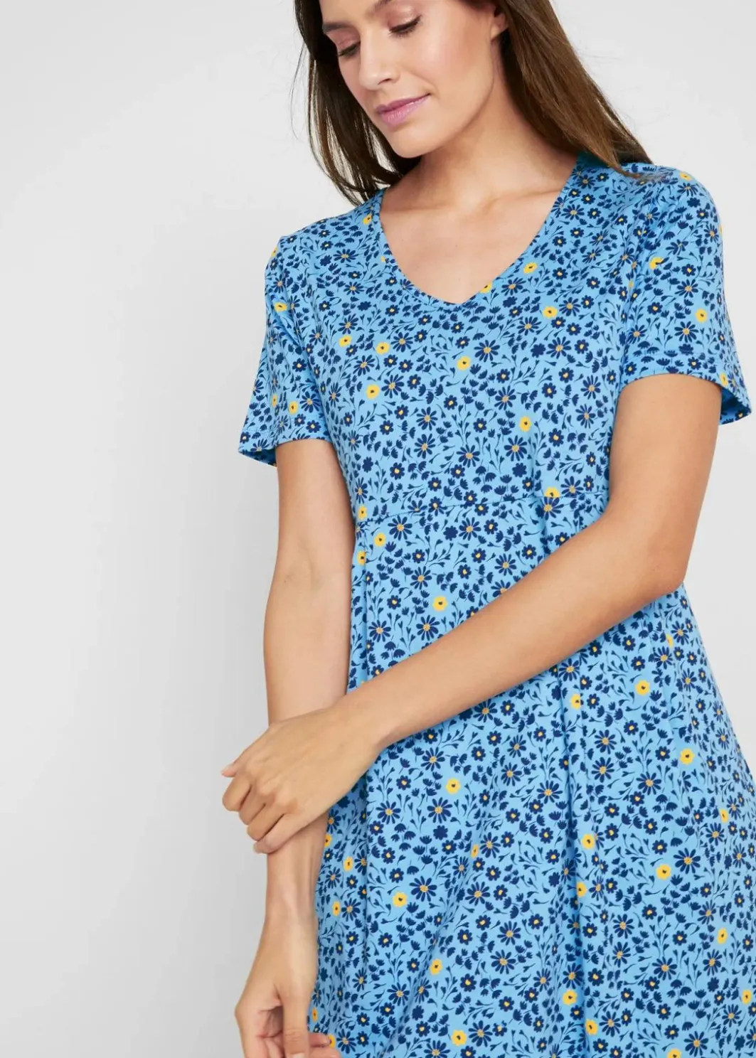 Outlet Baumwoll-Jerseykleid, Midilänge Damen Kleider|Bekleidung·Pullover & Strickjacken