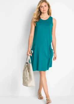 Damen bonprix Kleider|Bekleidung·Pullover & Strickjacken|Baumwoll-Jerseykleid mit Taschen