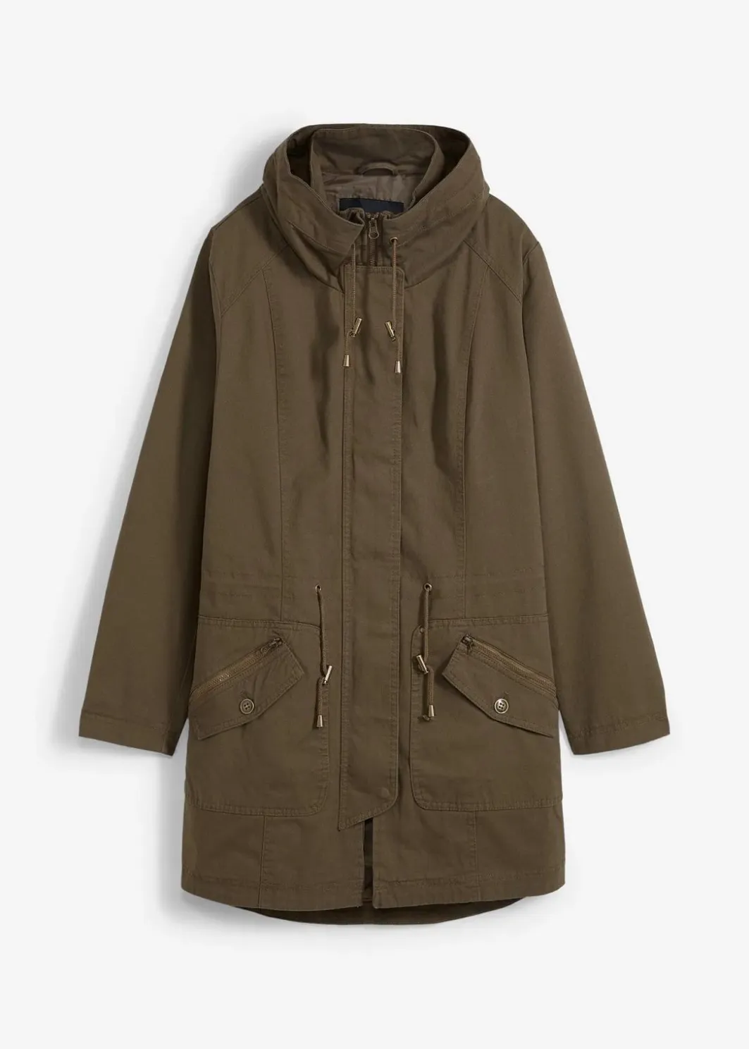Discount Baumwoll-Kurzparka mit Stehkragen, talliert Damen Jacken & Mäntel|Bekleidung·Hosen