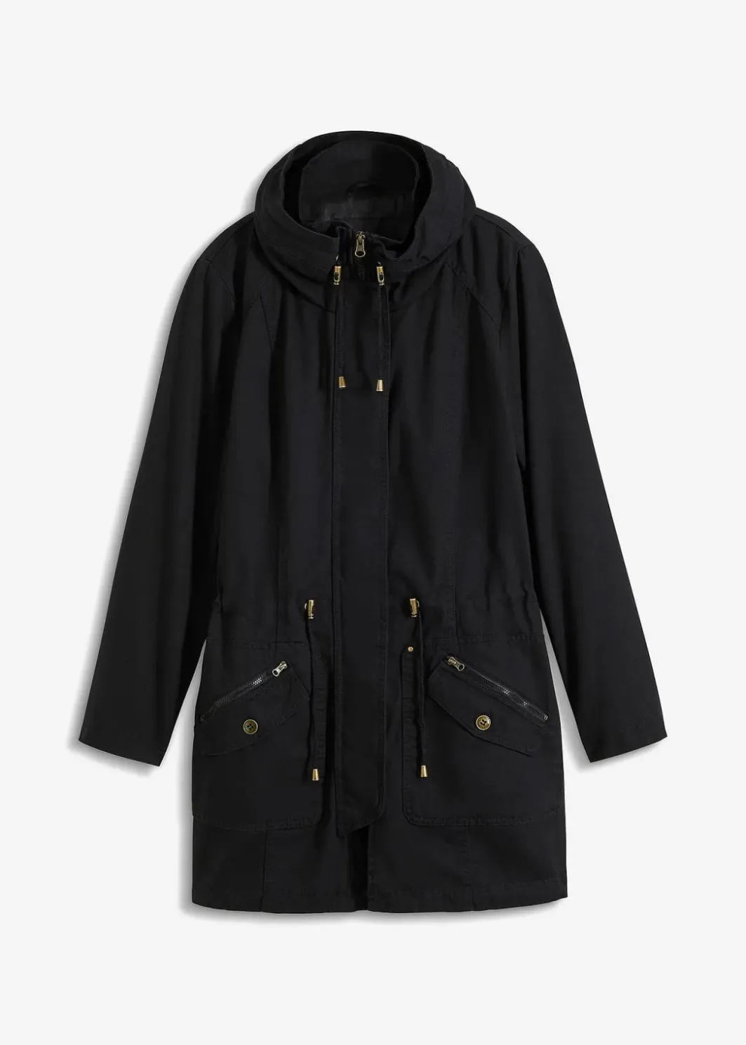 Damen bonprix Jacken & Mäntel|Bekleidung·Hosen|Baumwoll-Kurzparka mit Stehkragen, talliert