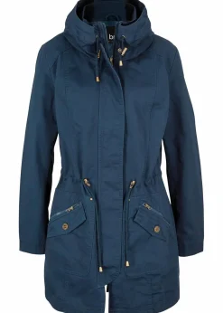 Online Baumwoll-Kurzparka mit Stehkragen, talliert Damen Bekleidung·Hosen|Jacken & Mäntel