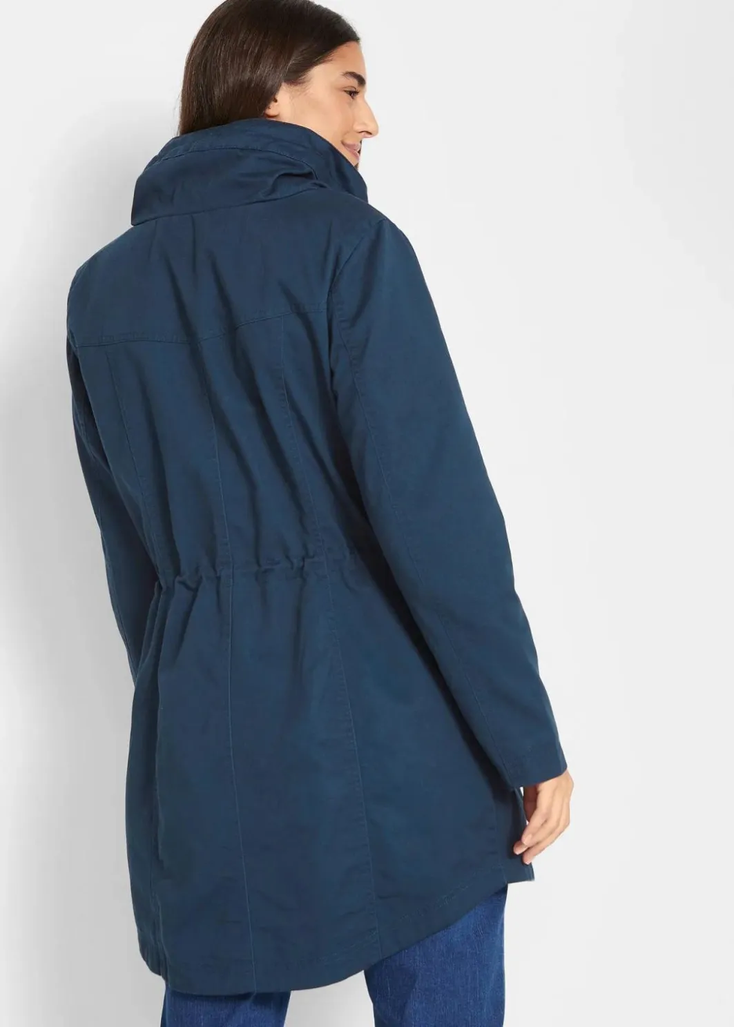 Online Baumwoll-Kurzparka mit Stehkragen, talliert Damen Bekleidung·Hosen|Jacken & Mäntel