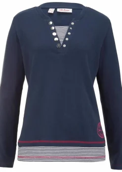 Online Baumwoll-Langarmshirt, 2 in 1-Optik Damen Nachhaltigere Materialien|Shirts & Tops