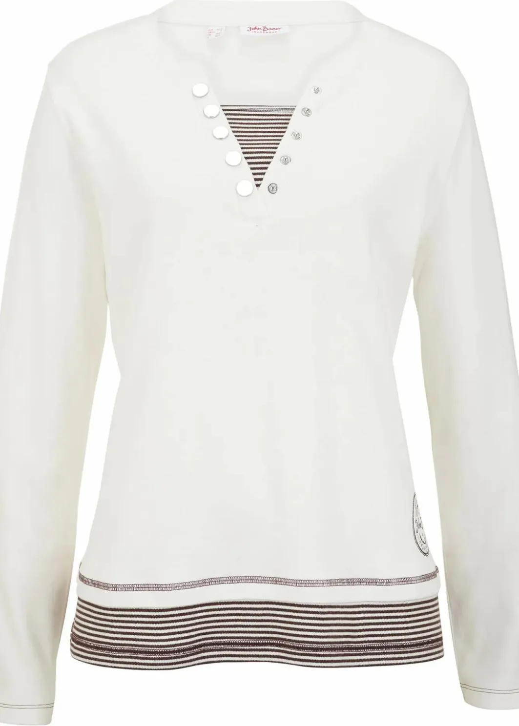 Damen bonprix Shirts & Tops|Nachhaltigere Materialien|Baumwoll-Langarmshirt, 2 in 1-Optik