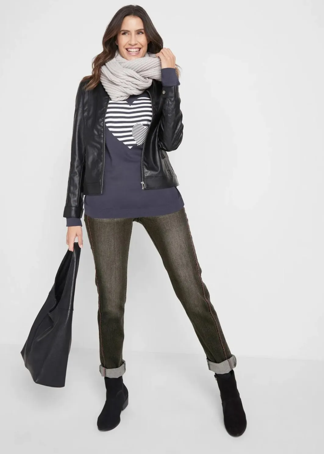 Damen bonprix Shirts & Tops|Baumwoll-Langarmshirt, bedruckt