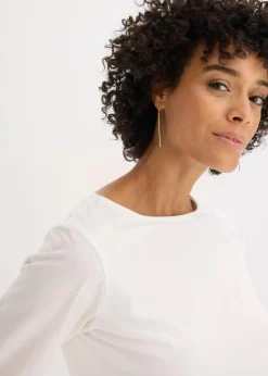 Damen bonprix Shirts & Tops|Baumwoll-Langarmshirt mit Ärmeln aus Popeline