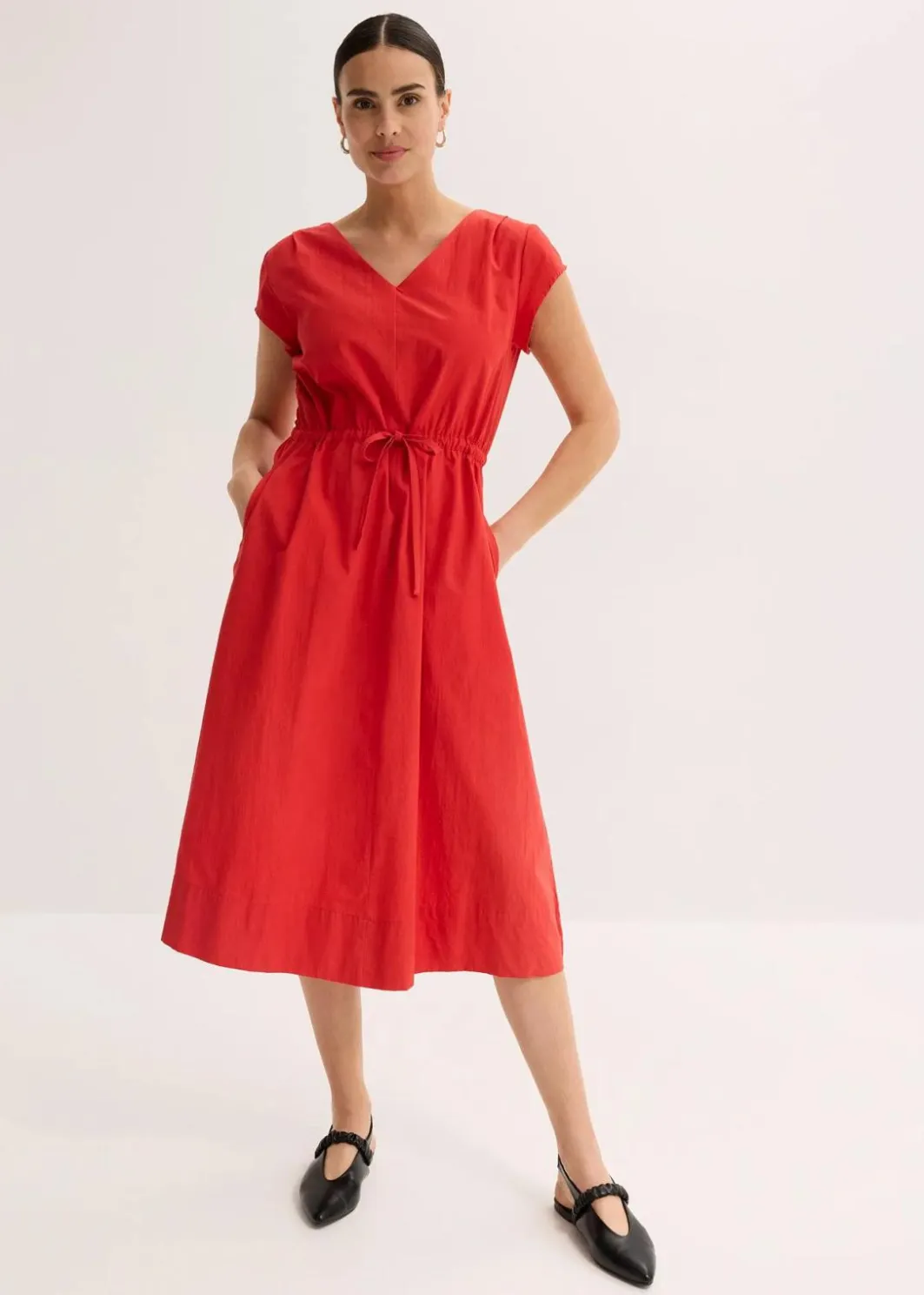 Online Baumwoll-Popeline Kleid mit variablem Zugband Damen Kleider|Bekleidung·Pullover & Strickjacken