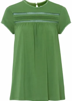 Damen bonprix Shirts & Tops|Baumwoll-Shirt mit Spitze