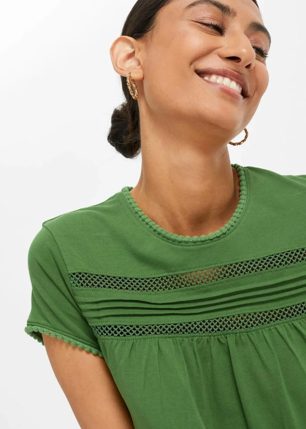 Damen bonprix Shirts & Tops|Baumwoll-Shirt mit Spitze