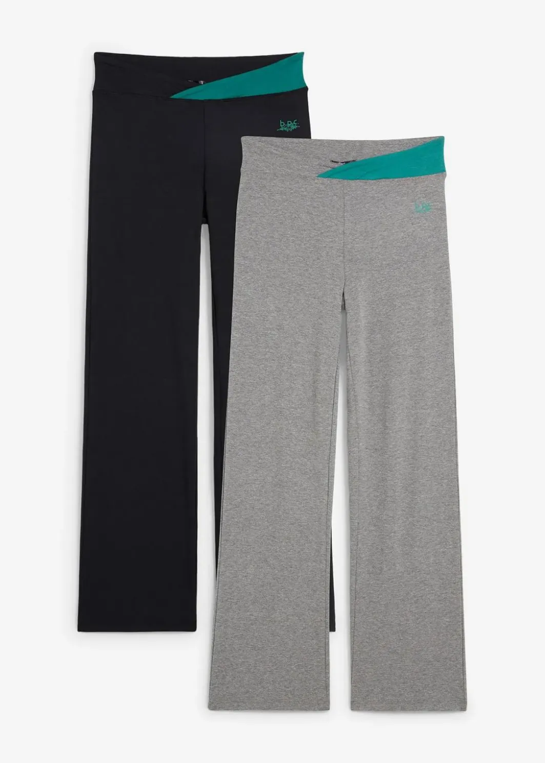Damen bonprix Hosen|Sportbekleidung|Baumwoll-Sporthose, Bootcut (2er Pack)