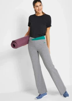 Damen bonprix Hosen|Sportbekleidung|Baumwoll-Sporthose, Bootcut (2er Pack)