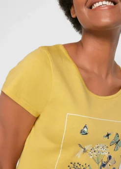 Outlet Baumwoll-T-Shirt mit Druck Damen Shirts & Tops|Nachhaltigere Materialien