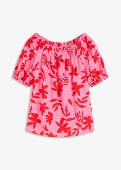 Damen bonprix Bekleidung·Jacken & Mäntel|Blusen & Tuniken|bedruckte Carmenbluse aus feinem Viskose-Mix