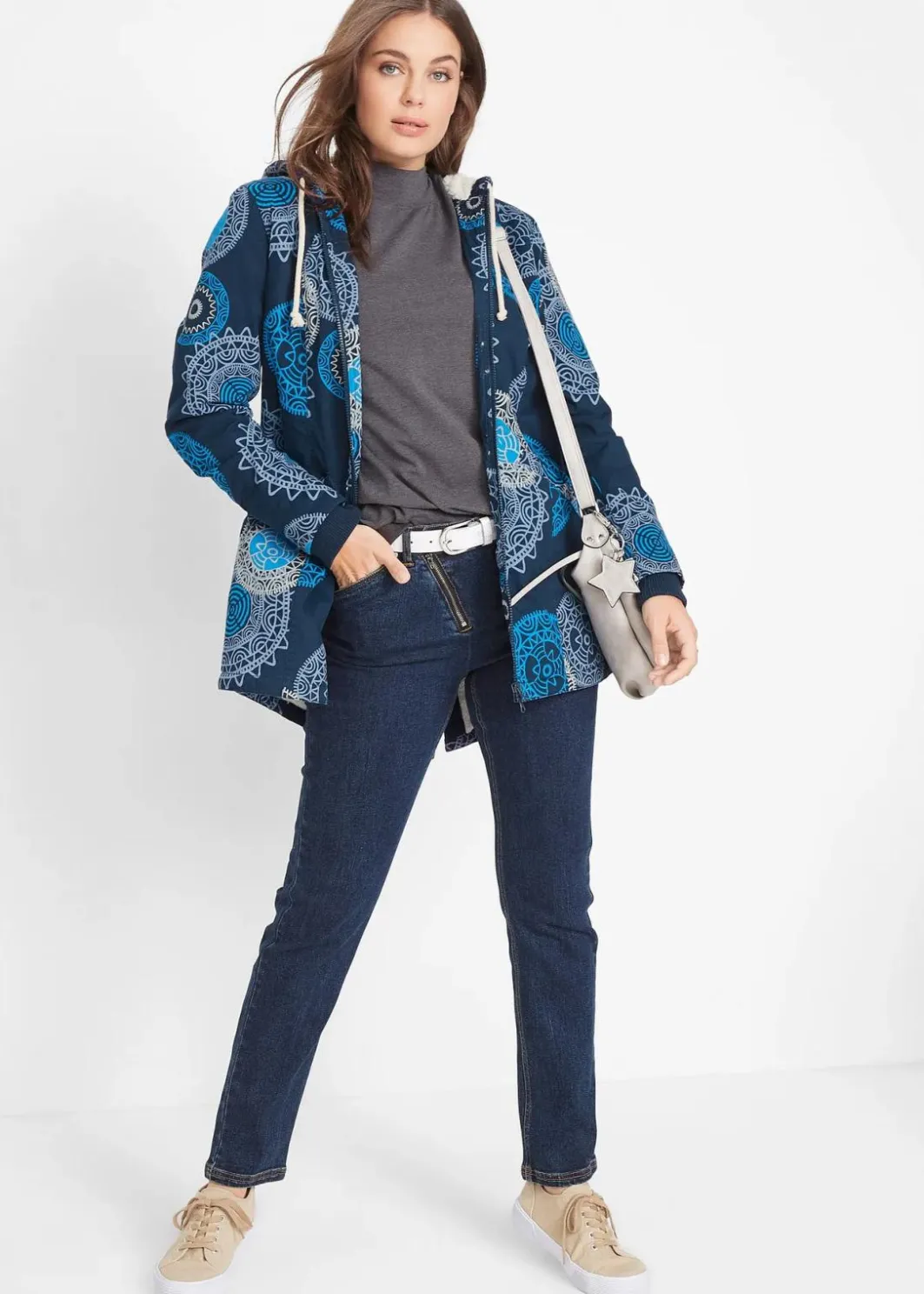 Discount Bedruckter Baumwoll-Parka mit Kapuze Damen Jacken & Mäntel|Bekleidung·Hosen