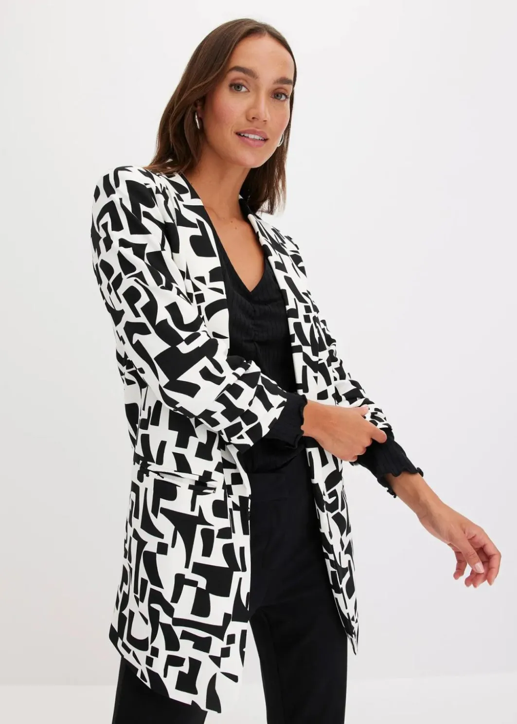 Damen bonprix Bekleidung·Basics|Blazer|bedruckter Longblazer
