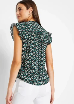 Clearance bedrucktes Blusentop Damen Nachhaltigere Materialien|Blusen & Tuniken