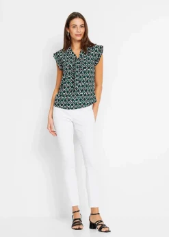 Clearance bedrucktes Blusentop Damen Nachhaltigere Materialien|Blusen & Tuniken