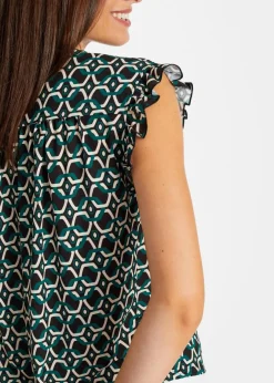 Clearance bedrucktes Blusentop Damen Nachhaltigere Materialien|Blusen & Tuniken