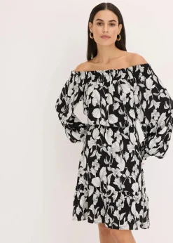 Sale bedrucktes Carmen-Kleid Damen Nachhaltigere Materialien|Kleider