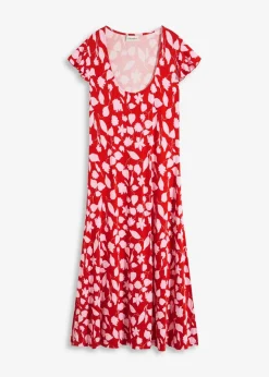 Damen bonprix Kleider|Nachhaltigere Materialien|bedrucktes Jerseykleid aus softem Viskose-Mix