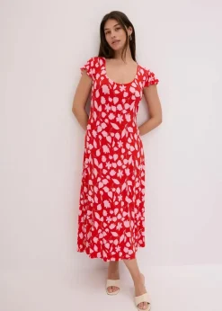 Damen bonprix Kleider|Nachhaltigere Materialien|bedrucktes Jerseykleid aus softem Viskose-Mix