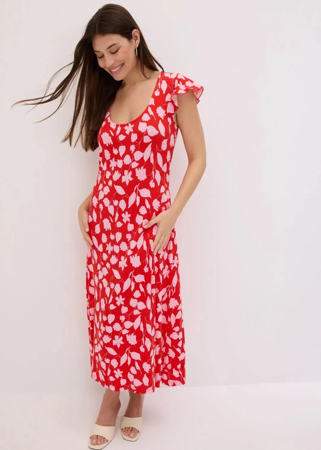 Damen bonprix Kleider|Nachhaltigere Materialien|bedrucktes Jerseykleid aus softem Viskose-Mix