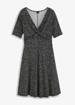 Damen bonprix Bekleidung·Pullover & Strickjacken|Kleider|Bedrucktes Jersey-Kleid mit Drapierung