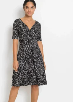 Damen bonprix Bekleidung·Pullover & Strickjacken|Kleider|Bedrucktes Jersey-Kleid mit Drapierung